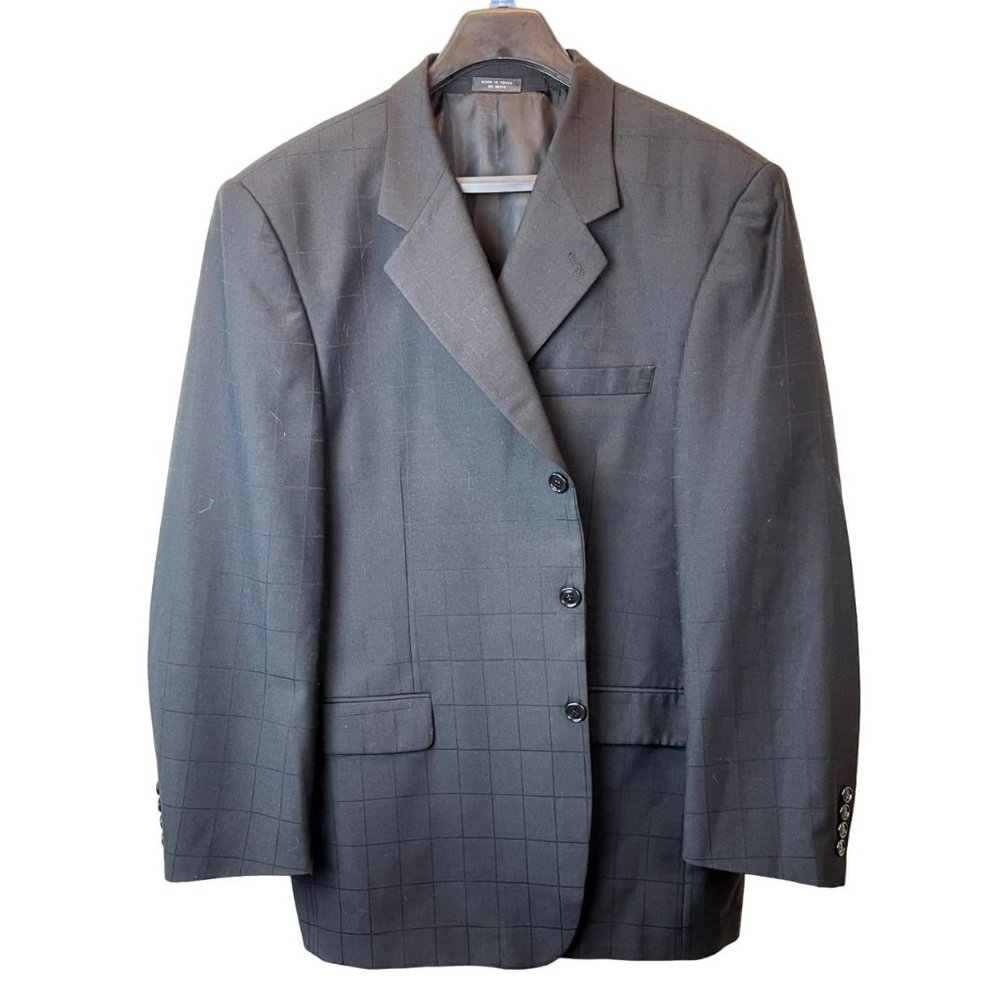 Manzini Uomo Mens Blazer Coat Jacket Single Breasted Long Sleeves Black Size 48R